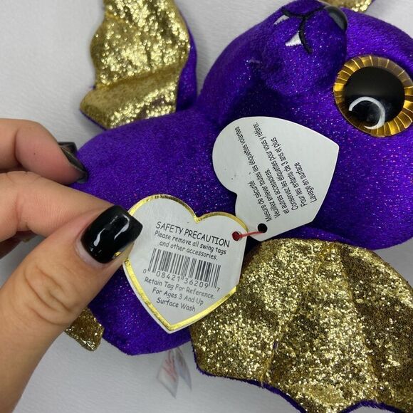 NWT Vintage TY Beanie Boo 'Count' the Purple Bat (Medium 9 inch) Set of 2 - Picture 10 of 11